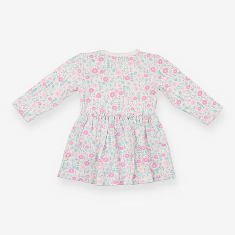 Dress LS white long stem flowers attached body