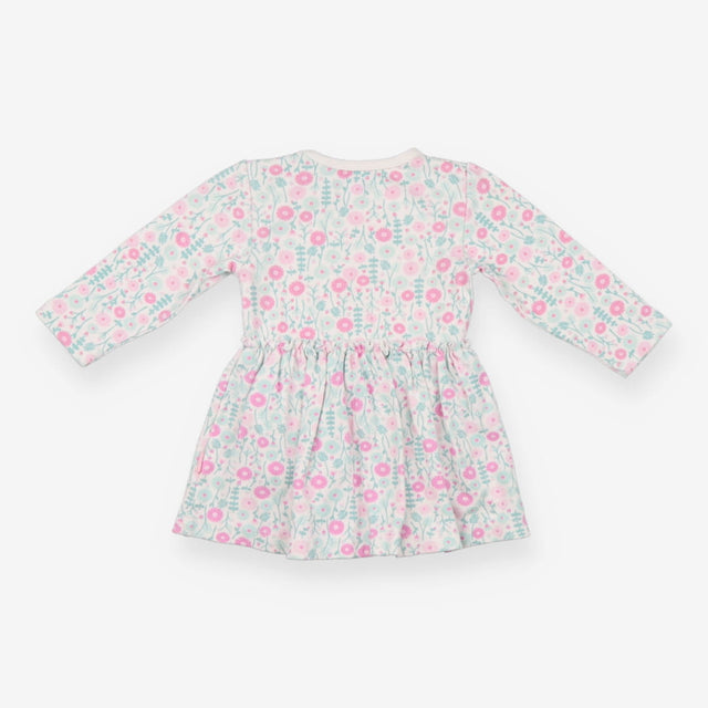 Dress LS white long stem flowers attached body