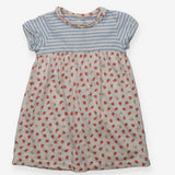 Dress short sleeves blue and white striped strawbe