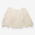 Blouse Ecru Tonal Embroidered Smocked Waist Balloo
