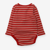 Bodysuit ribbed LS red white stripe 2 buttons