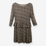 Black Cream Ditsy Organic Jersey Peplum Dress