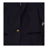 Navy Blue Polka Dot Lined Velvet Trim Stretch Sing