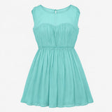 Dress Lined High Neck Gathered Midi Seafoam Green