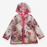 Rain jacket clear pink flowers
