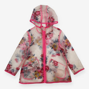 Rain jacket clear pink flowers