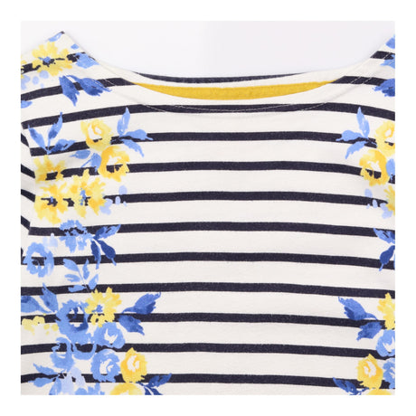 Top Striped Floral Navy White 3/4 Sleeve