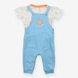 Dungaree & Tee Outfit Blue 'Sea You Later'