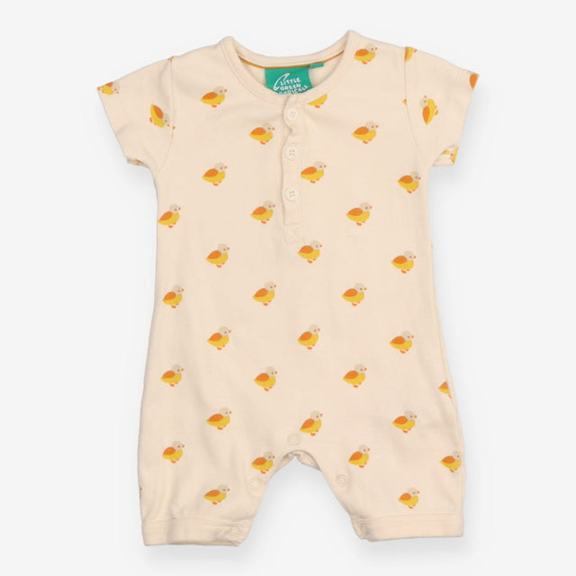 Jersey Shortie Romper Cream with Yellow Ducks