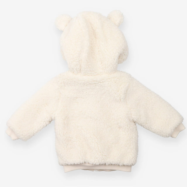 Cream fleece hooded jacket