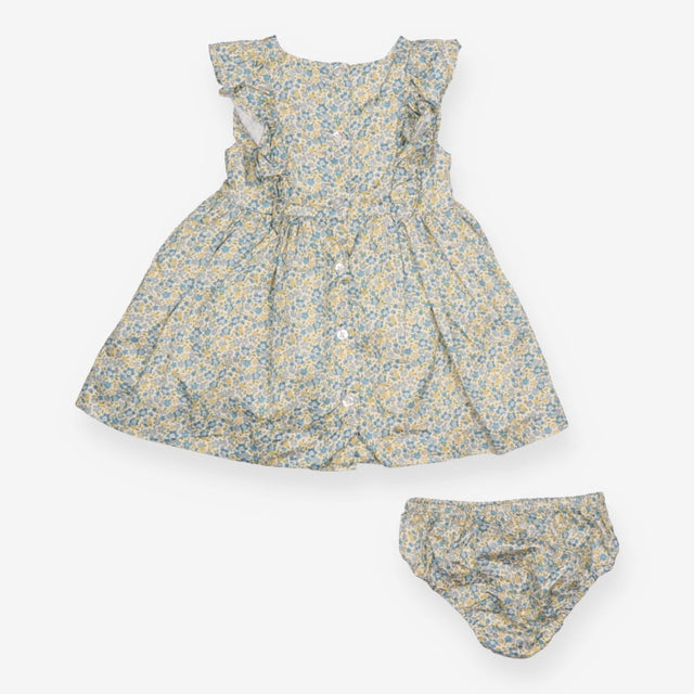 Dress blue and yellow floral with bloomers