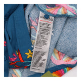 Shirt Blue Parrot Print Short Sleeve