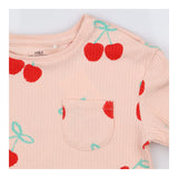 T-Shirt Long Sleeved Pink Ribbed Cherries
