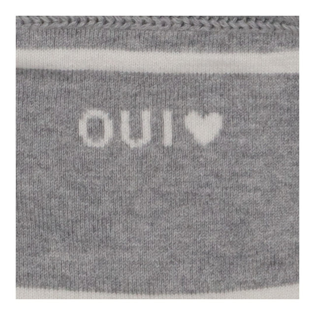 Rubi Grey White Sweater Premium Knit zip detail