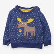 Sweatshirt Blue Polkadot Moose Applique