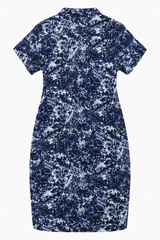 Blue Poppy-Print Zip-Front Shift Dress