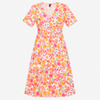 Dress White Citrus Cherry Print V Neck Midi