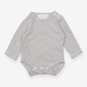 Bodysuit Long sleeved Grey and White Stripes 