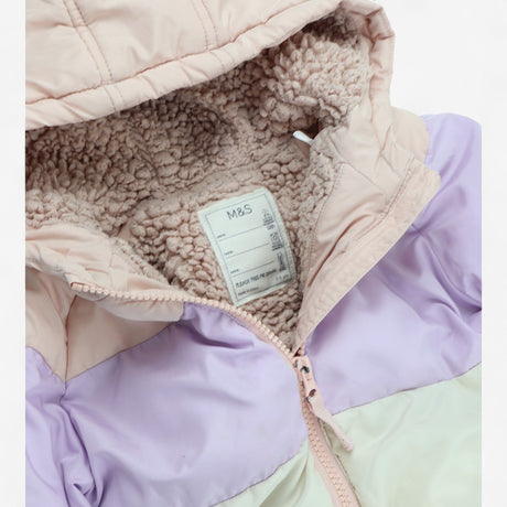 Puffer coat pastel stripes fleece lined 