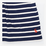 Navy Cream Striped Gathered Jersey Skirt