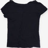Navy Blue Short Sleeve Scoop kneck Fine Knit Metal