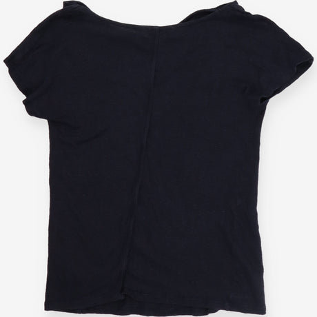 Navy Blue Short Sleeve Scoop kneck Fine Knit Metal
