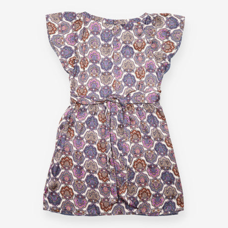 Purple Paisley Short Sleeve Midi Dress