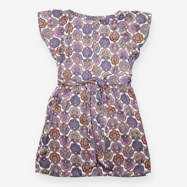 Purple Paisley Short Sleeve Midi Dress