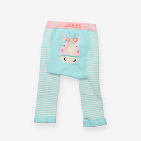 Leggings knit blue stripe pink horse