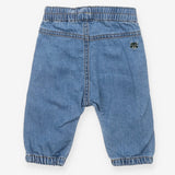 Jeans pull on beaver racoon embroidery