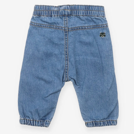 Jeans pull on beaver racoon embroidery