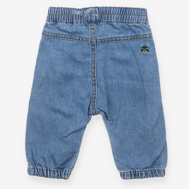 Jeans pull on beaver racoon embroidery