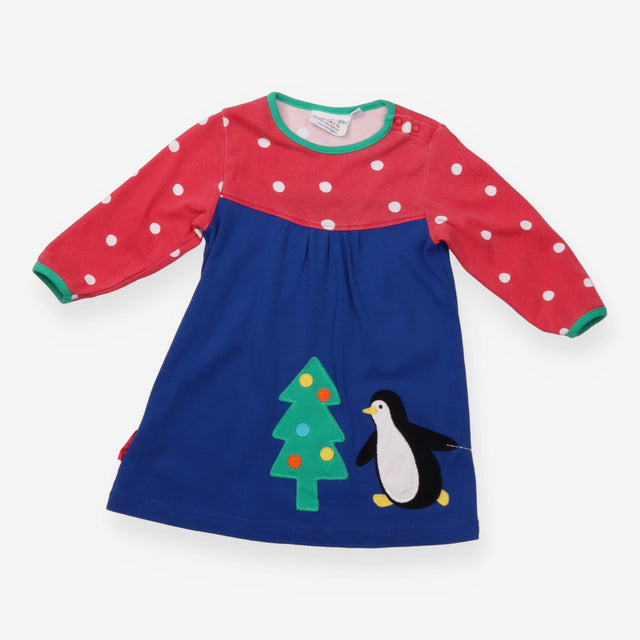 Organic Penguins' Christmas Applique T-Shirt Dress