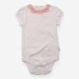 Bodysuit White Pink Floral Collar