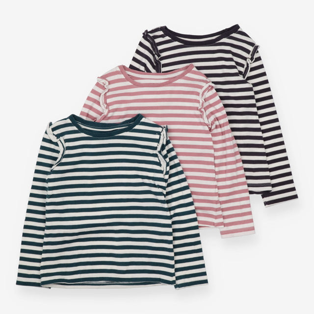 Green, Pink and Brown Striped Long Sleeves 3 Pack