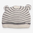 Knit Grey and White Strip Hat Ears