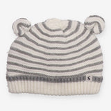 Knit Grey and White Strip Hat Ears
