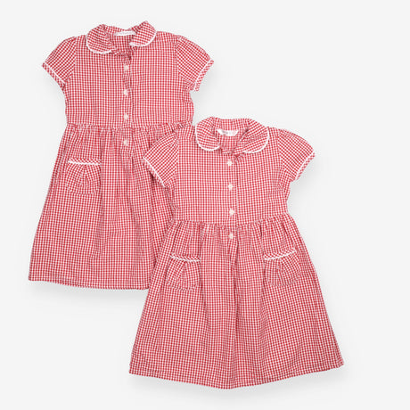 Girls Red School Dresses 2 Pack