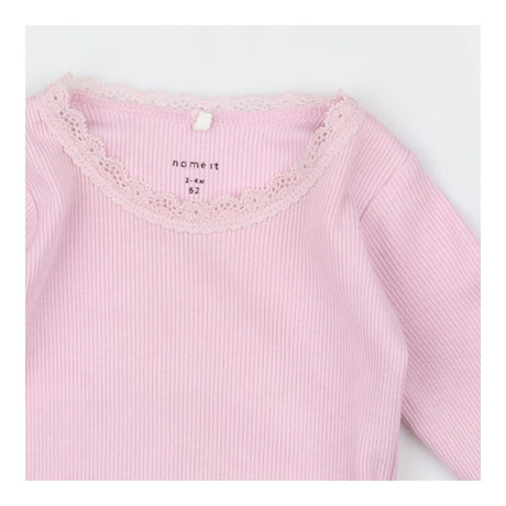 Pink Lace Neck Bodysuit