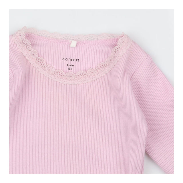 Pink Lace Neck Bodysuit
