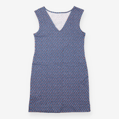 Dress Blue Floral Print Sleeveless Cotton Shift