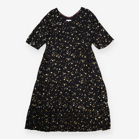 Maxi Dress Black Gold Star Print V-neck