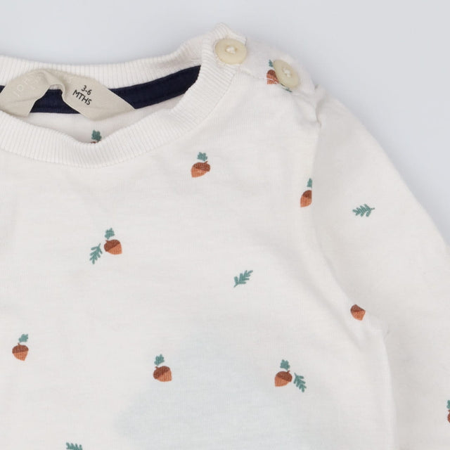 White long sleeved t-shirt acorn print