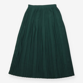Dark Teal Green Pleated Midi Skirt With Elasticate