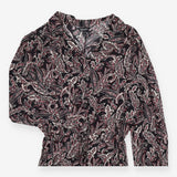 Jumpsuit Long Sleeve Black Paisley Print