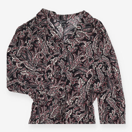 Jumpsuit Long Sleeve Black Paisley Print