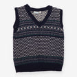 Knit Sweater Vest Navy Patterned