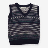 Knit Sweater Vest Navy Patterned