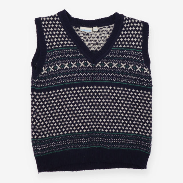 Knit Sweater Vest Navy Patterned