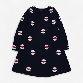 Sweater Dress Navy Patterned Balls